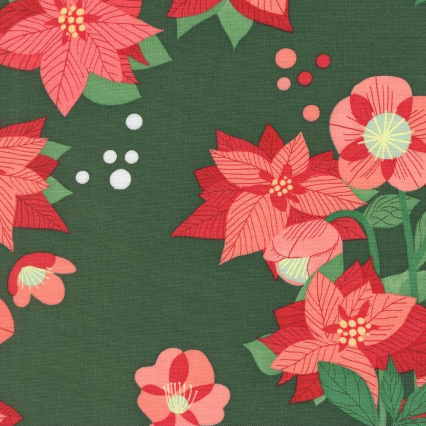 Moda Tiny Christmas Poinsettia Pine