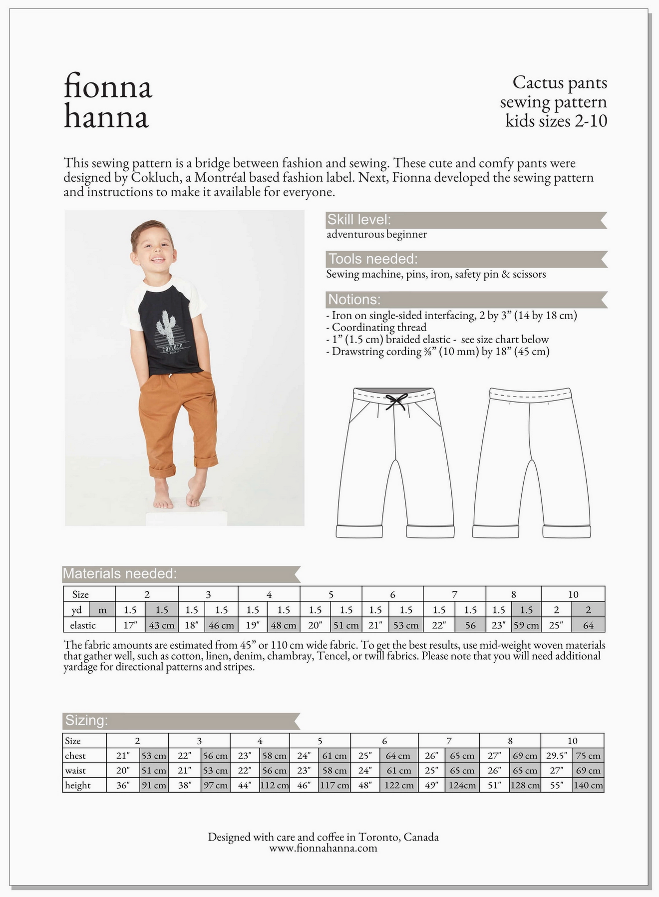 Fionna Hanna Cactus Pants Pattern