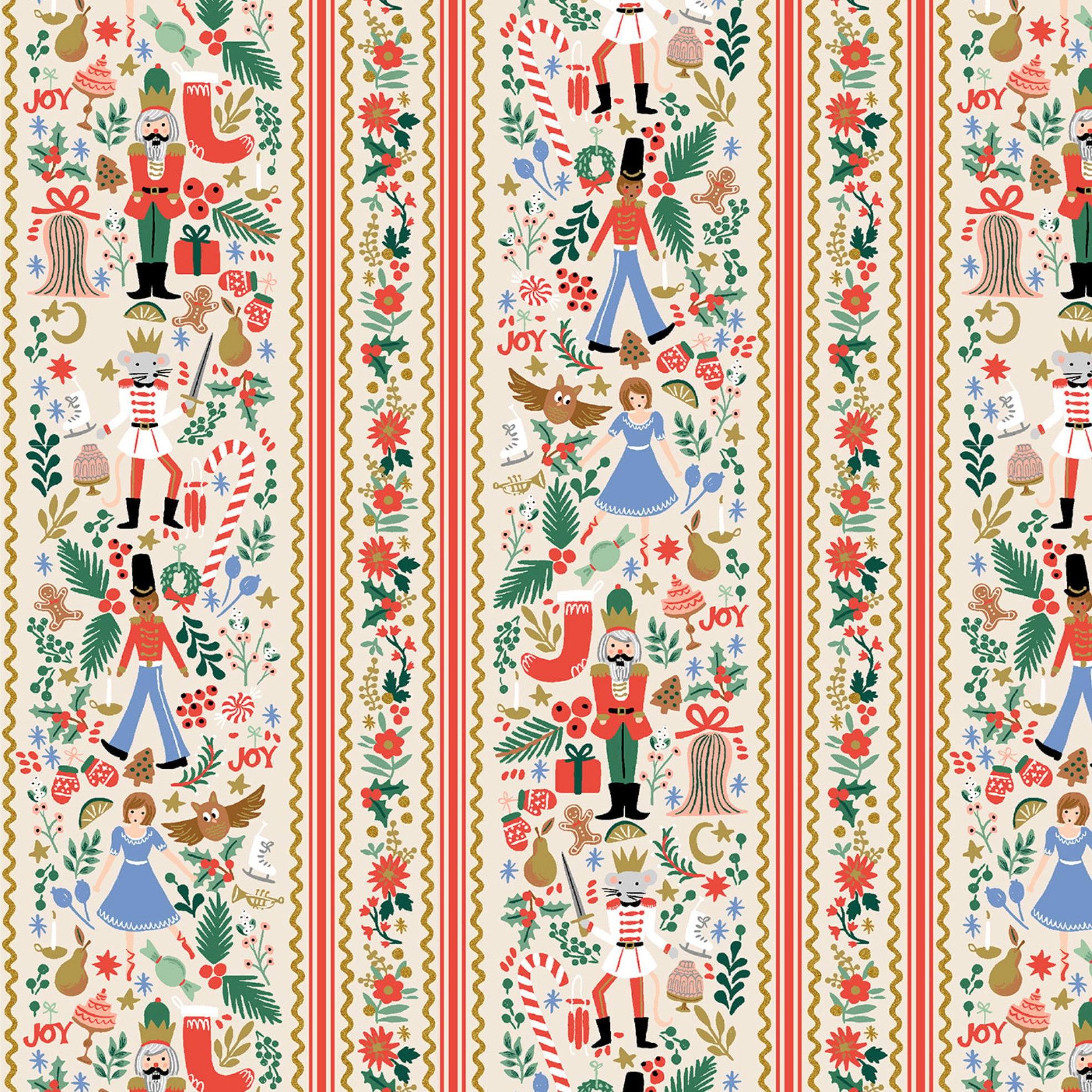 Rifle Paper Co Holiday Classics Holly Jolly Nutcracker Cream Metallic Gold