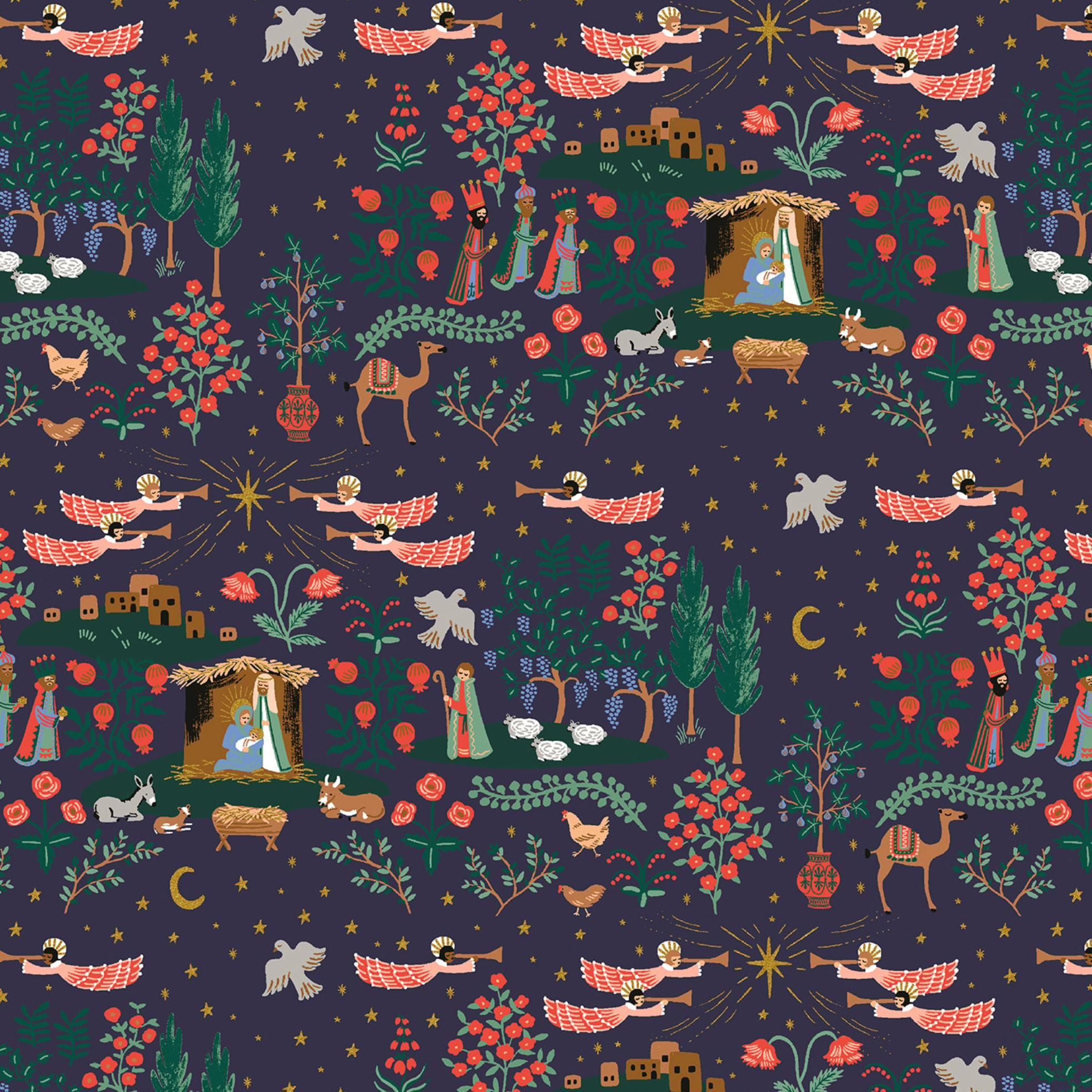 Rifle Paper Co Holiday Classics Nativity Navy Metallic Gold