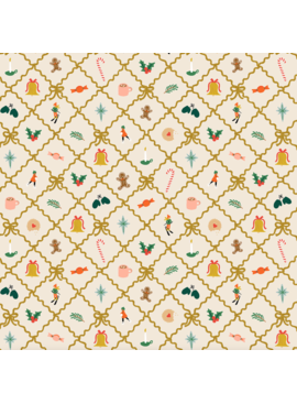 Rifle Paper Co Holiday Classics Holiday Argyle Cream Metallic Gold