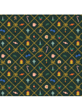 Rifle Paper Co Holiday Classics Holiday Argyle Evergreen Metallic Gold