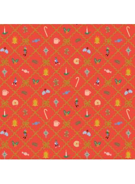 Rifle Paper Co Holiday Classics Holiday Argyle Red Metallic Gold