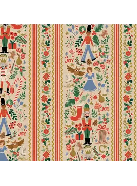 Rifle Paper Co Holiday Classics Holly Jolly Nutcracker Cream Metallic Gold Canvas