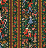 Rifle Paper Co Holiday Classics Holly Jolly Nutcracker Evergreen Metallic Gold Canvas