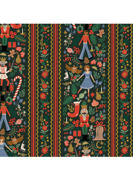 Rifle Paper Co Holiday Classics Holly Jolly Nutcracker Evergreen Metallic Gold Canvas