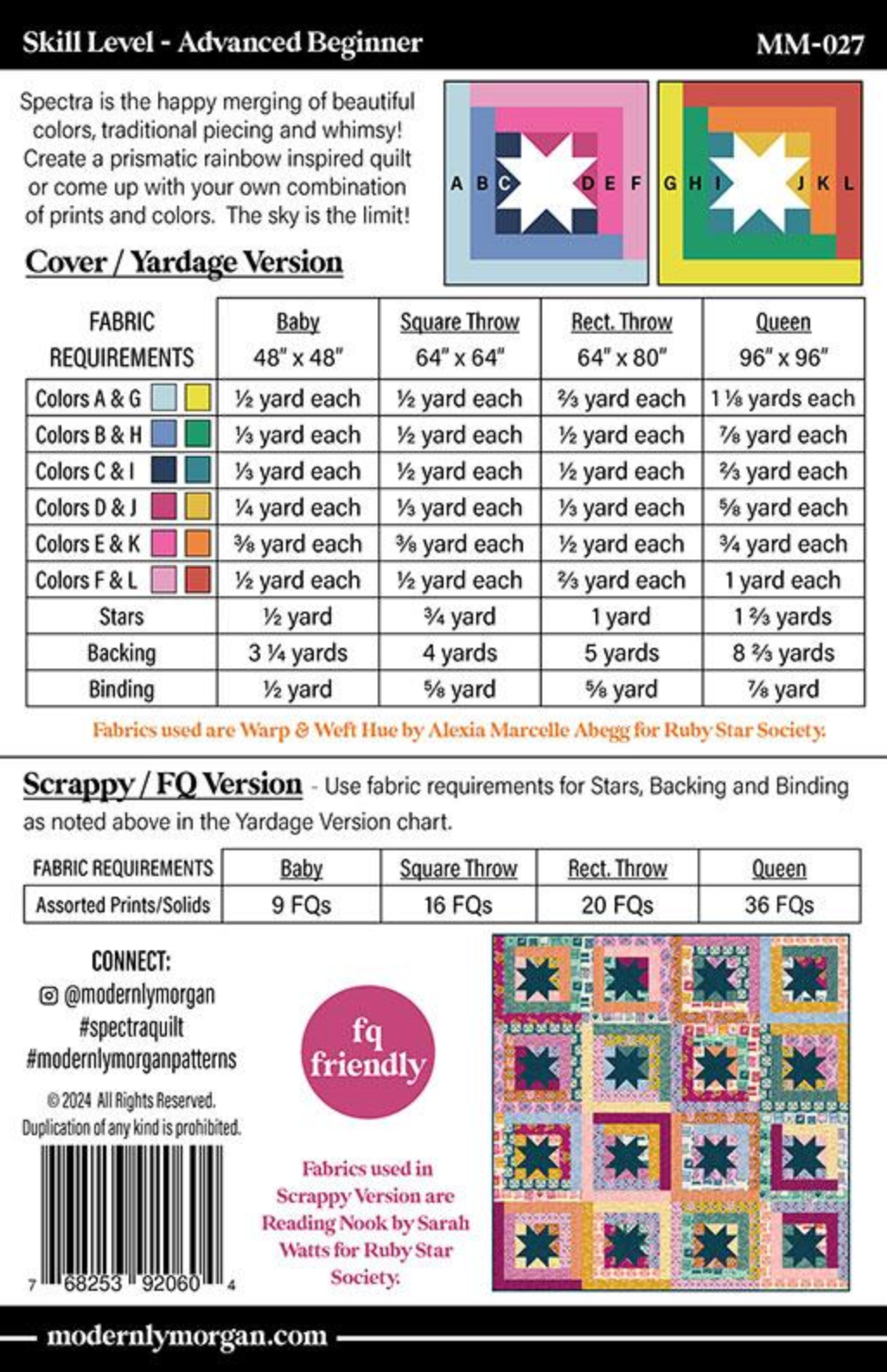 Modernly Morgan Modernly Morgan Spectra Quilt Pattern