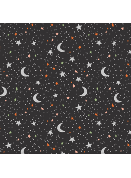 Cotton + Steel Rifle Paper Co. Halloween October Night Black Metallic