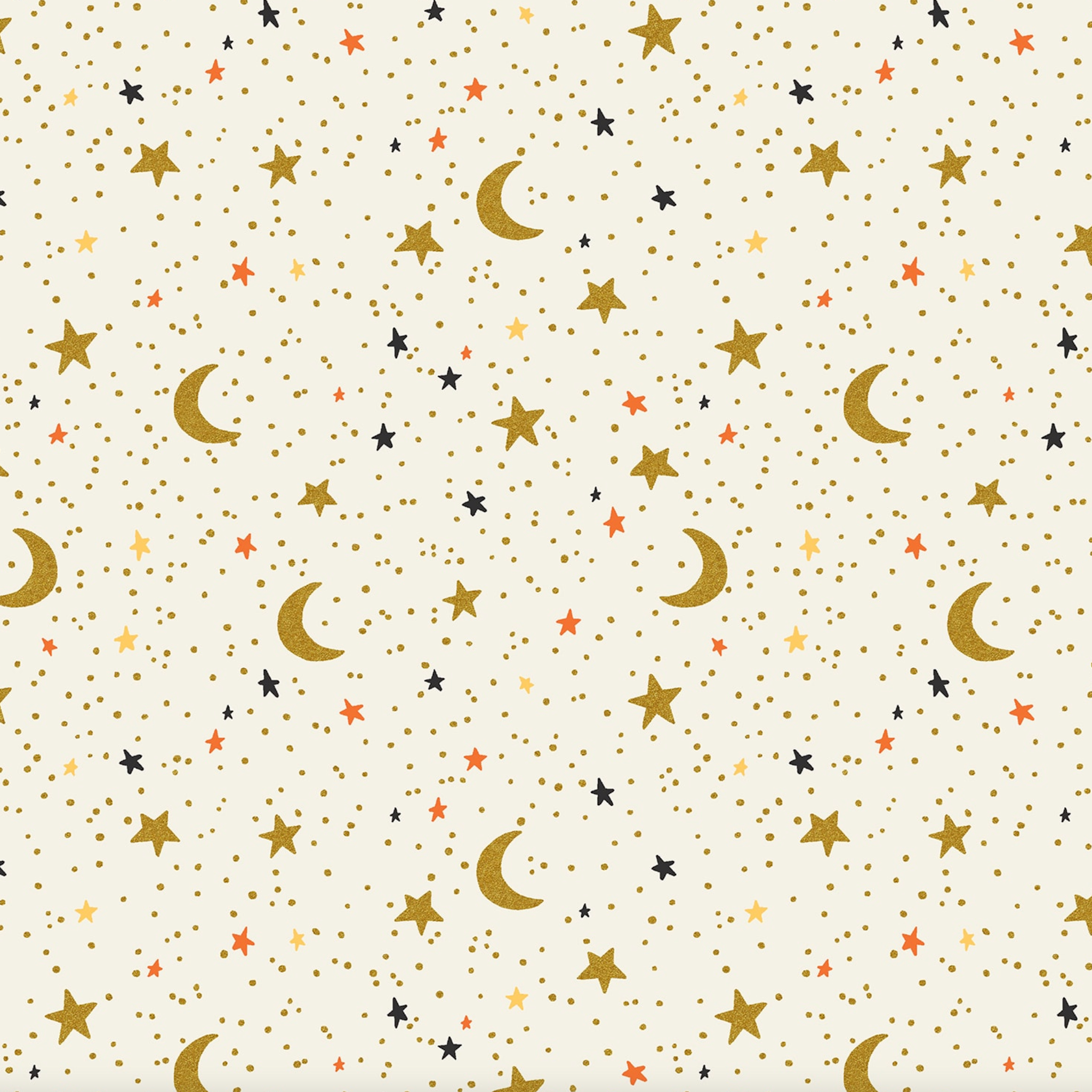 Cotton + Steel Rifle Paper Co. Halloween October Night Cream Metallic