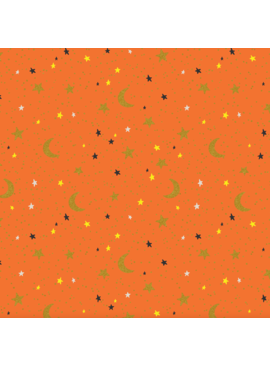 Cotton + Steel Rifle Paper Co. Halloween October Night Orange Metallic
