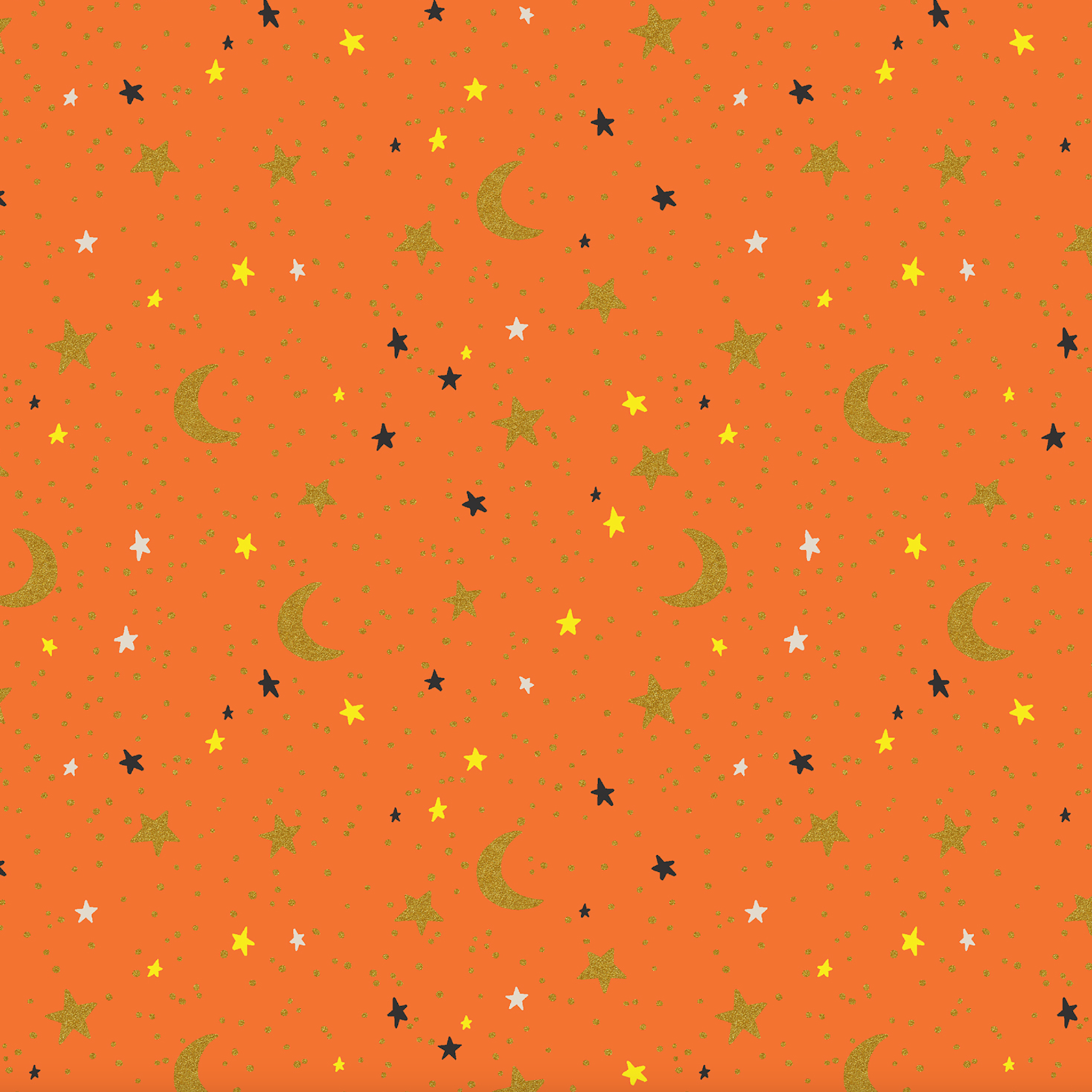 Cotton + Steel Rifle Paper Co. Halloween October Night Orange Metallic