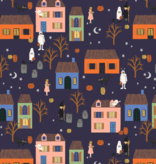 Cotton + Steel Rifle Paper Co. Halloween Night Navy Metallic