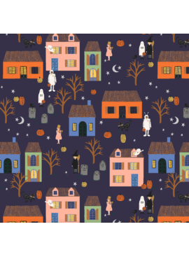 Cotton + Steel Rifle Paper Co. Halloween Night Navy Metallic