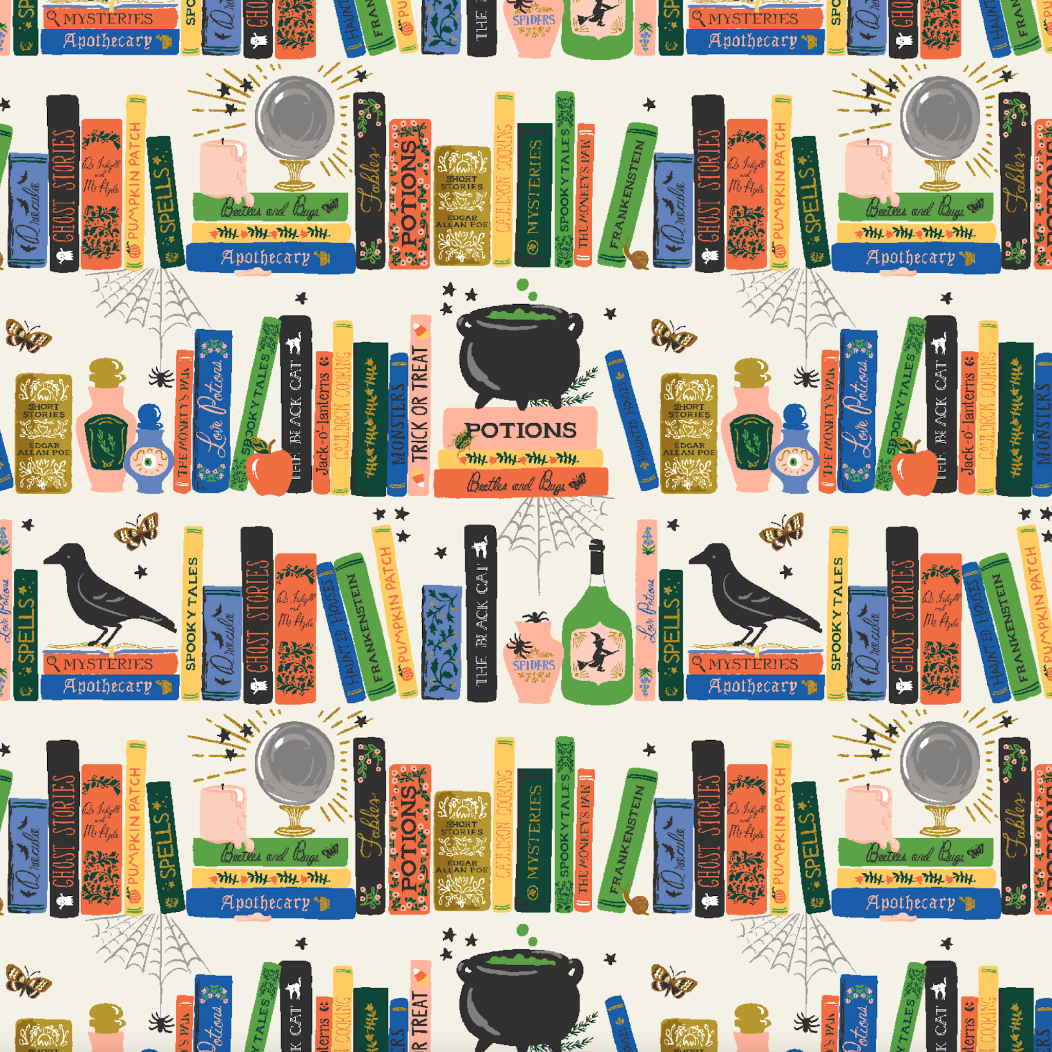 Cotton + Steel Rifle Paper Co. Halloween Spellbound Cream Metallic