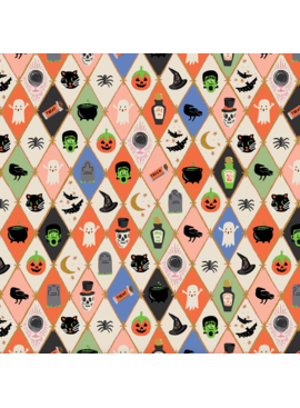 Cotton + Steel SALE Rifle Paper Co. Halloween Argyle Multi Metallic
