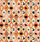 Cotton + Steel Rifle Paper Co. Halloween Argyle Orange Metallic