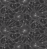 Cotton + Steel SALE Rifle Paper Co. Halloween Spider Webs Black Metallic
