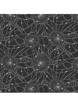 Cotton + Steel SALE Rifle Paper Co. Halloween Spider Webs Black Metallic