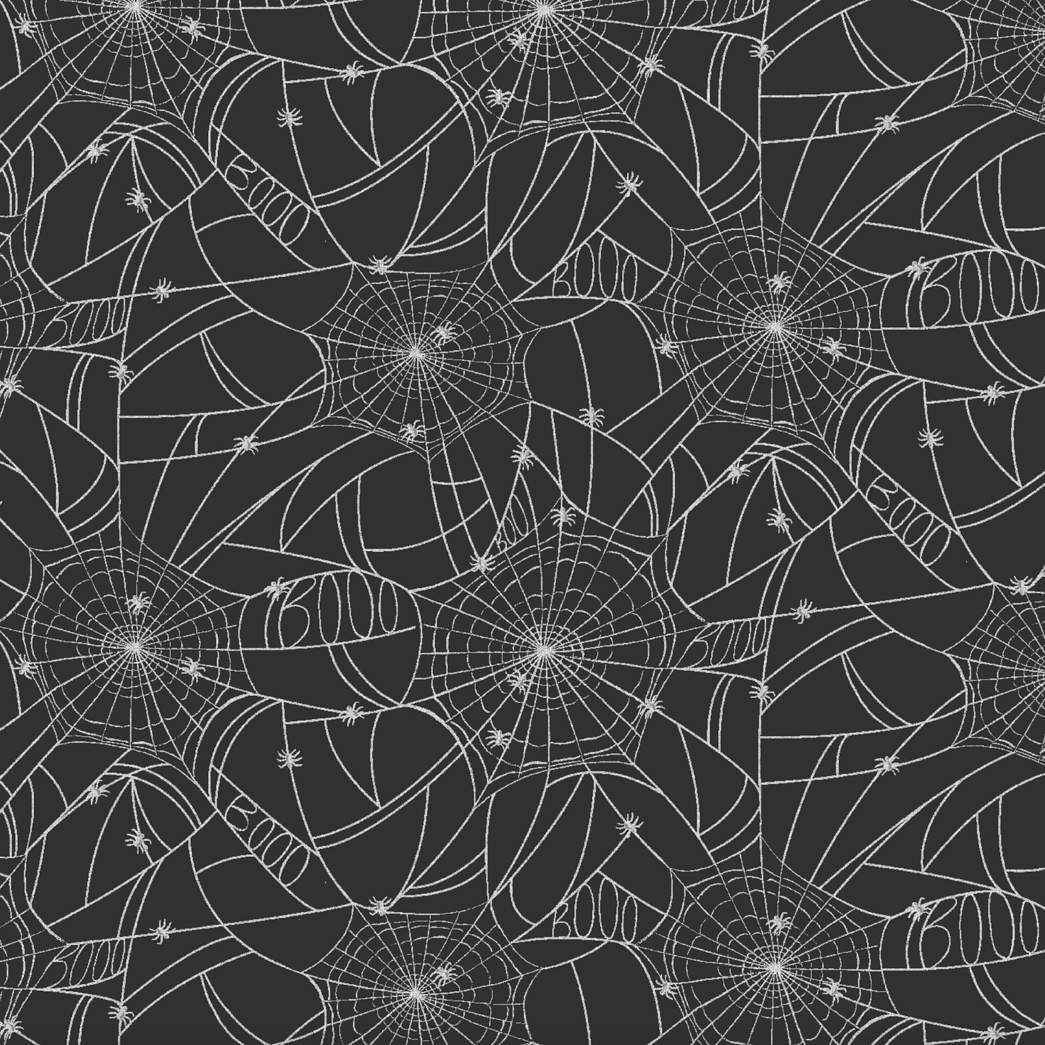 Cotton + Steel SALE Rifle Paper Co. Halloween Spider Webs Black Metallic