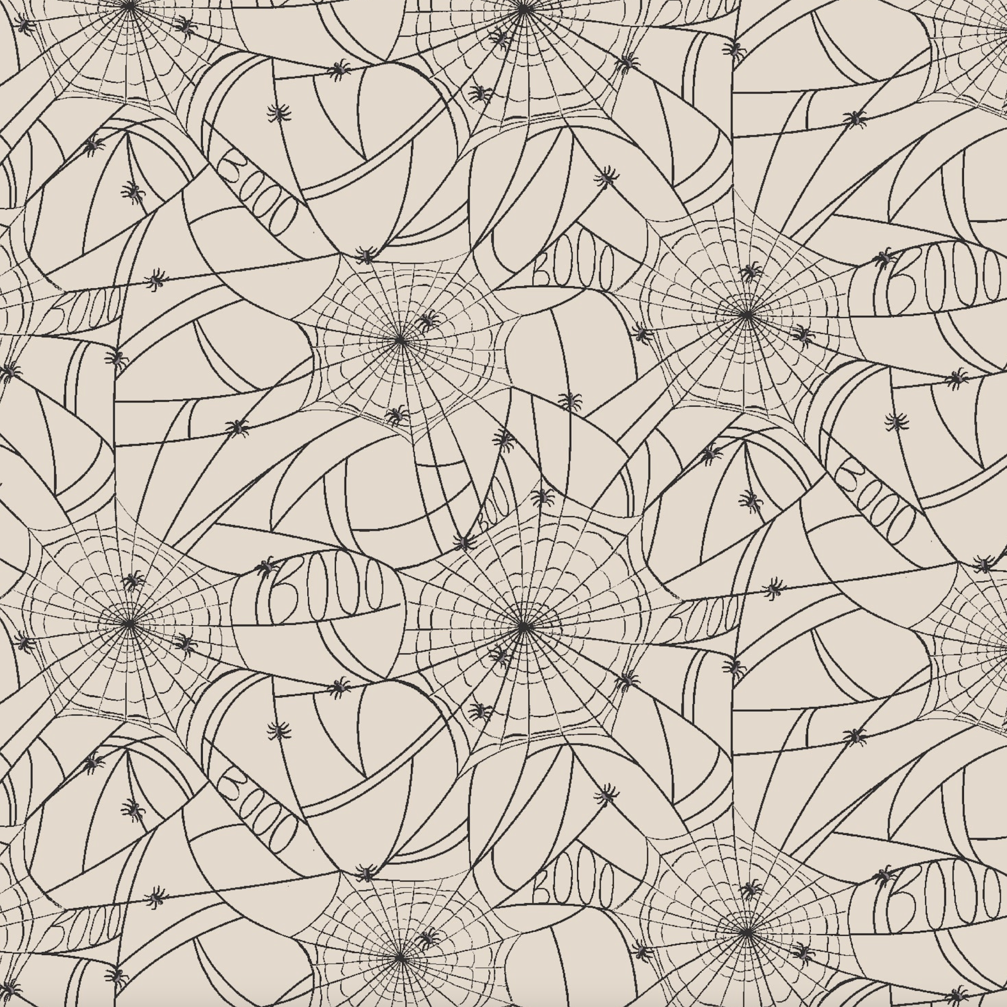 Cotton + Steel Rifle Paper Co. Halloween Spider Webs Cream