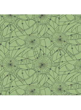 Cotton + Steel Rifle Paper Co. Halloween Spider Webs Green