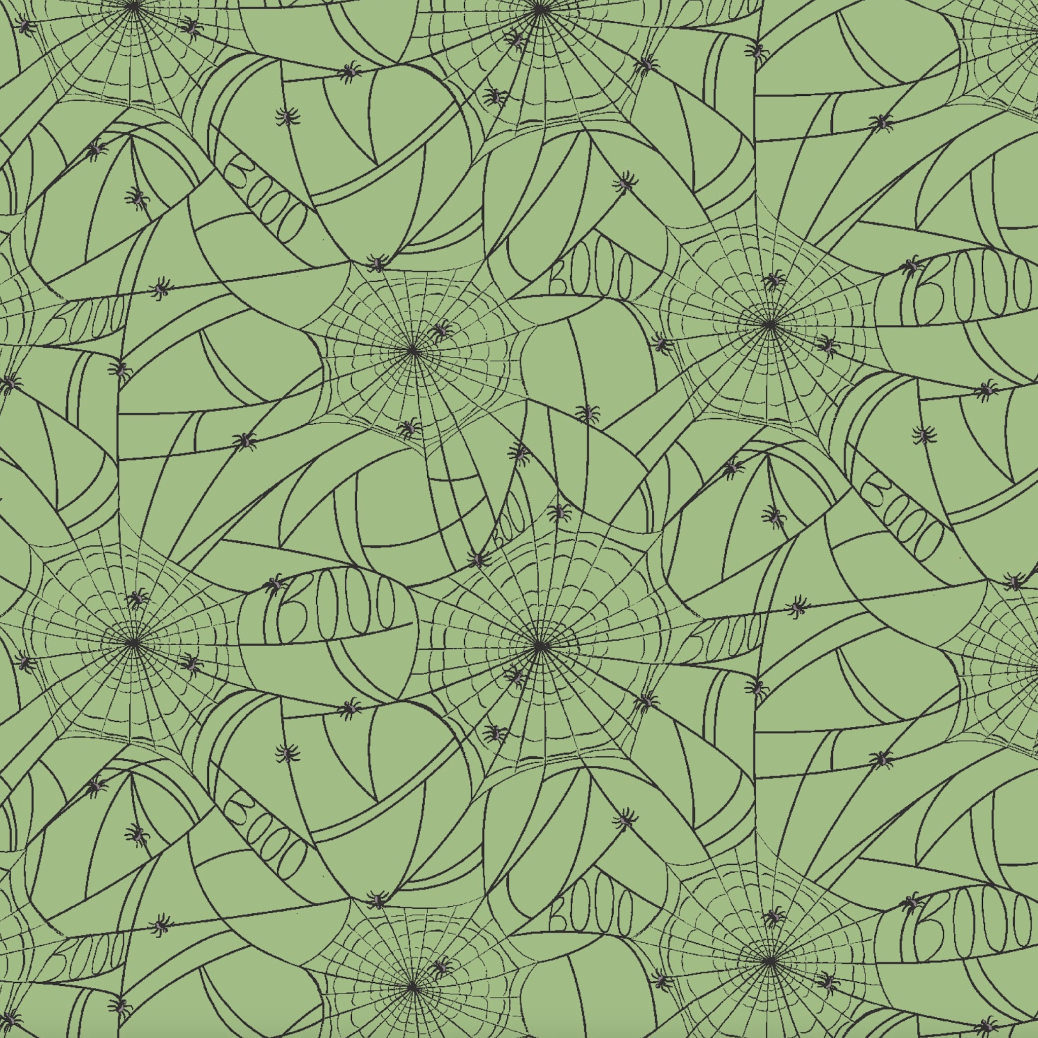 Cotton + Steel SALE Rifle Paper Co. Halloween Spider Webs Green