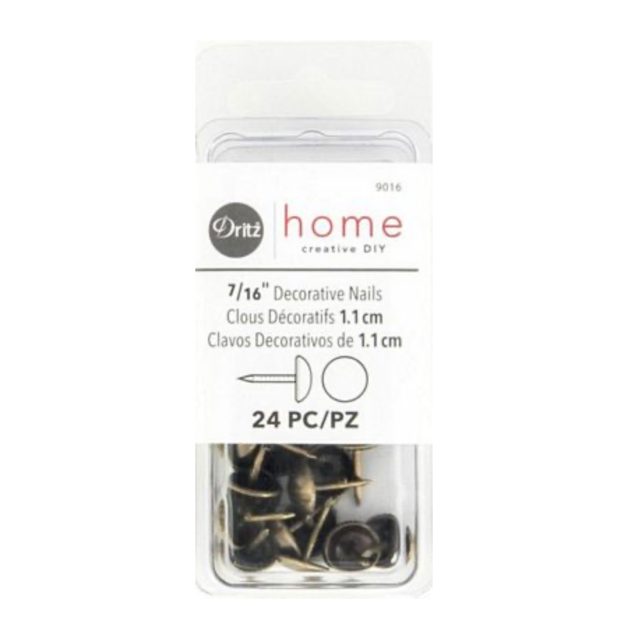 Dritz Dritz Home Decorative Upholstery Nails Smooth Antique Brass 7/16in 24ct