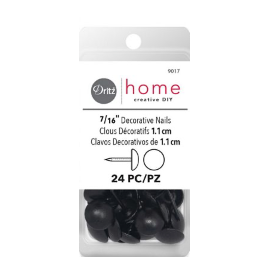 Dritz Dritz Home Decorative Upholstery Nails Smooth Black 7/16in 24ct
