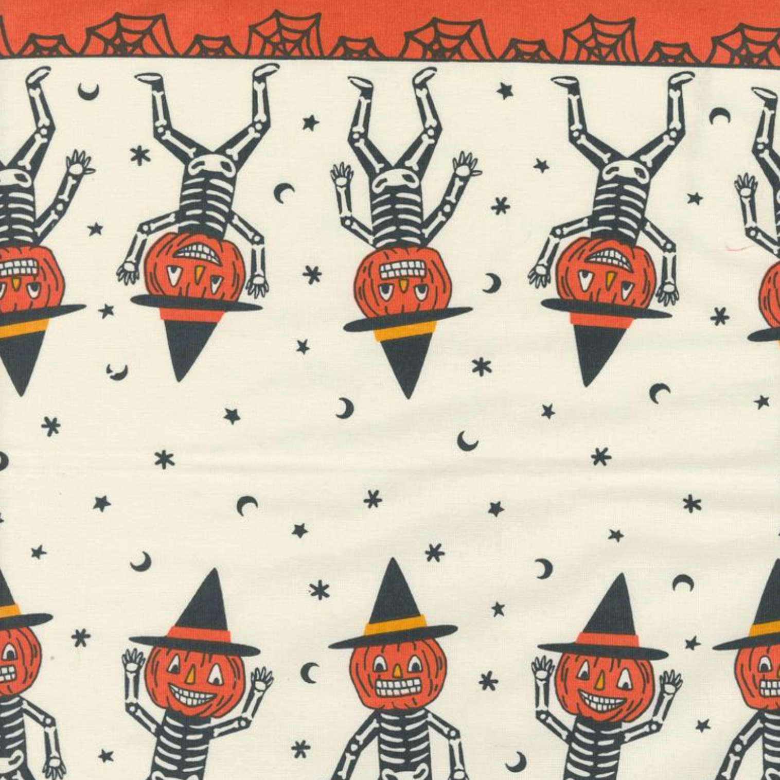 Moda 16" Toweling Classic Retro Holiday Pumpkin Dance Skeleton