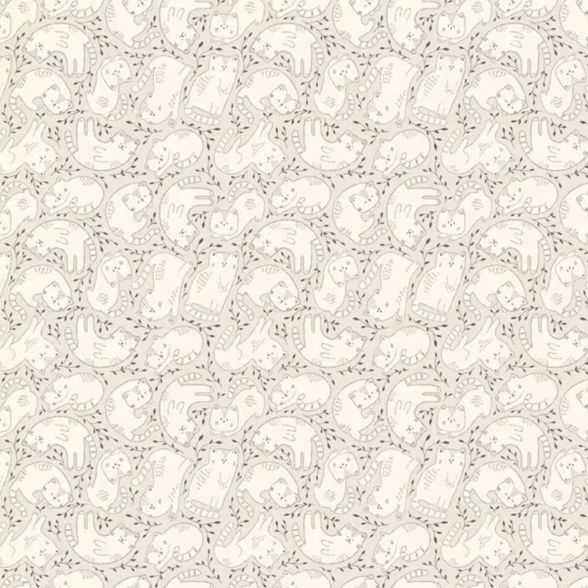 Clothworks Kitten Fun Tossed Kittens Khaki