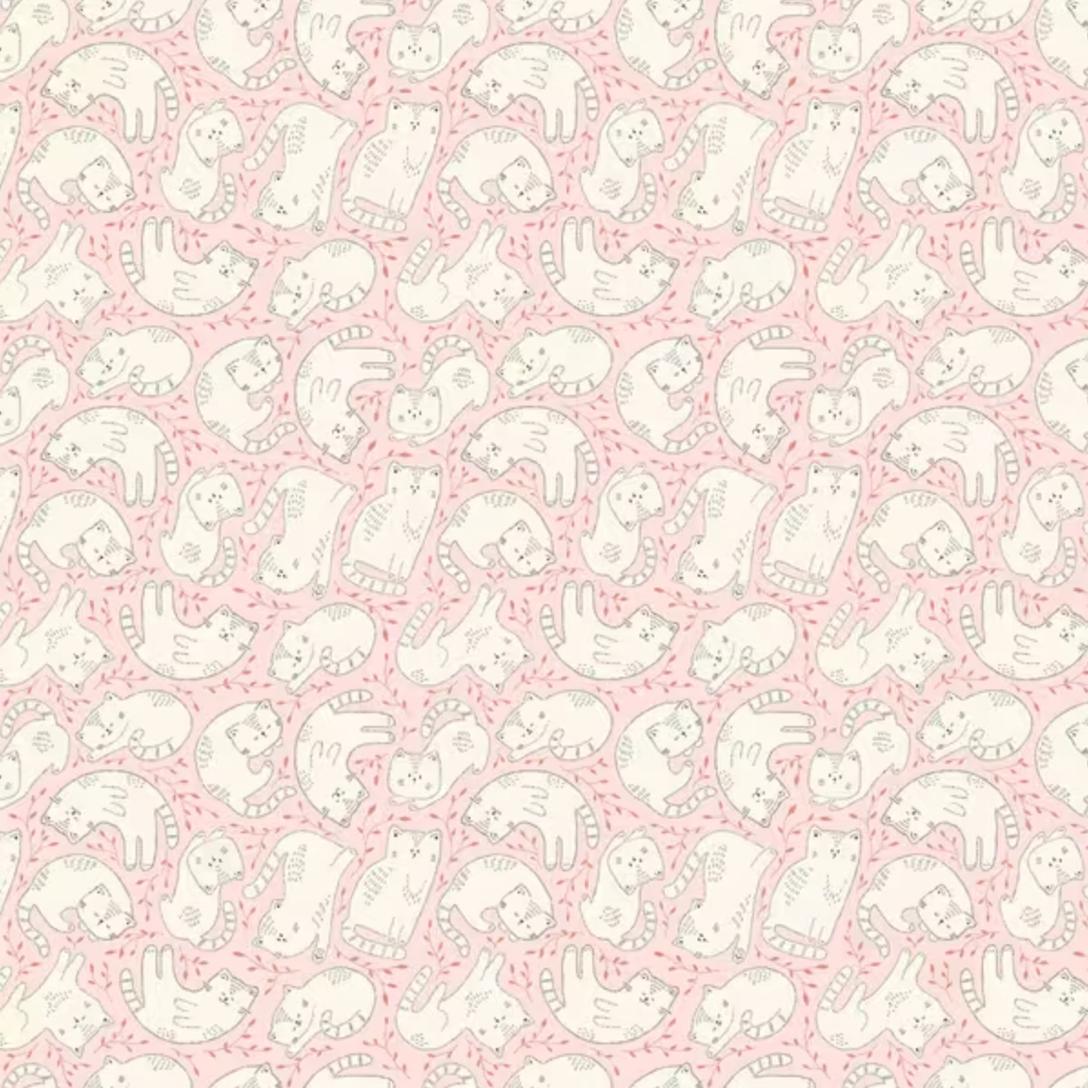 Clothworks Kitten Fun Tossed Kittens Light Pink