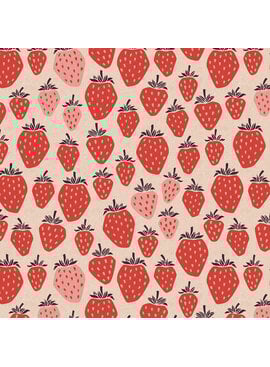 Cotton + Steel Under The Apple Tree Queen of Berries Canvas True Red