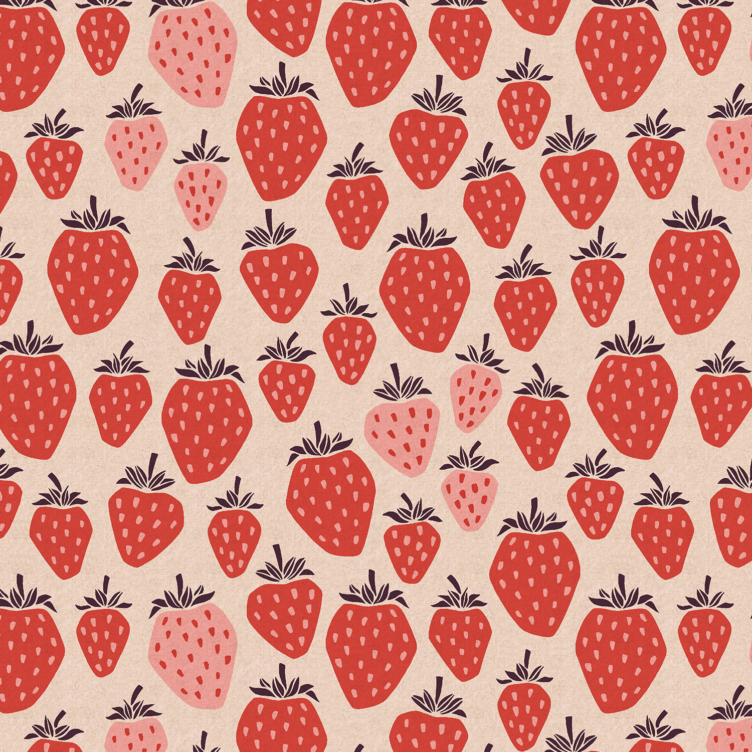 Cotton + Steel Under The Apple Tree Queen of Berries Canvas True Red
