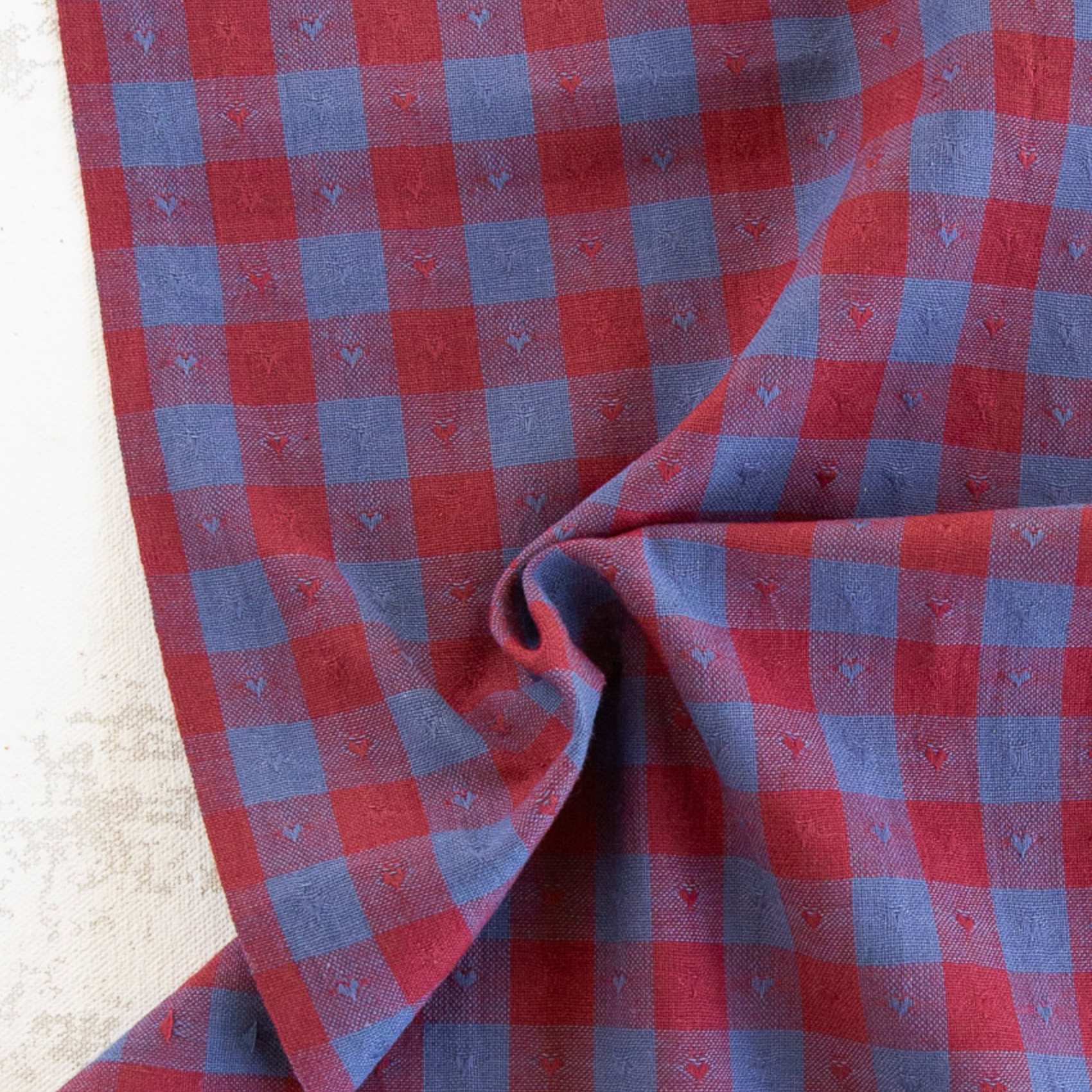 Fableism Supply Co Queen of Hearts Gingham Dobby Hearts in Royal