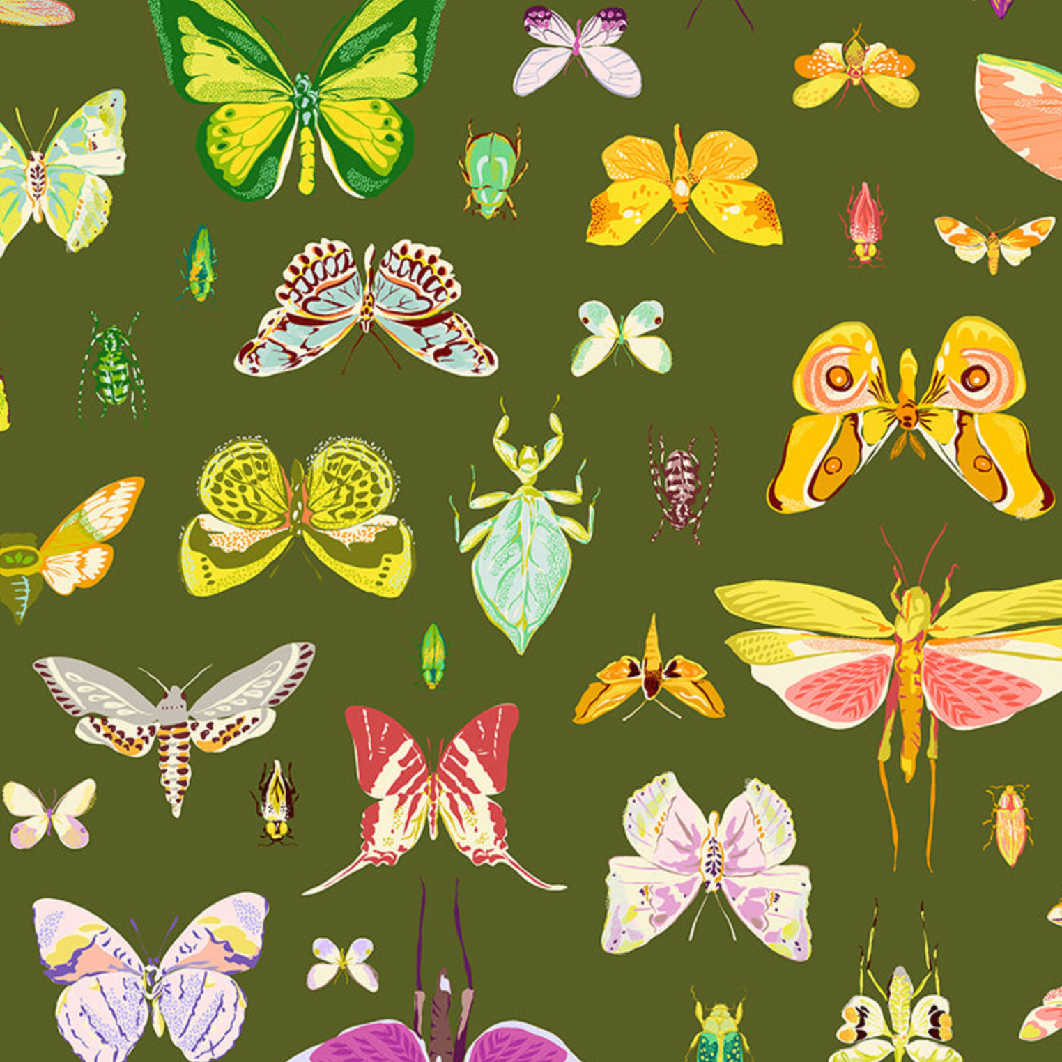Windham Fabrics Insectarium On Display Olive
