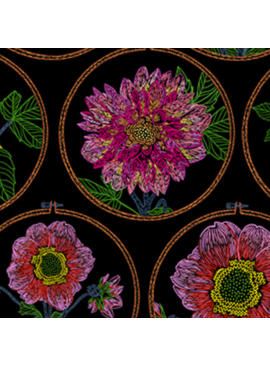 Northcott Silhouette Feeling Hoopful Black