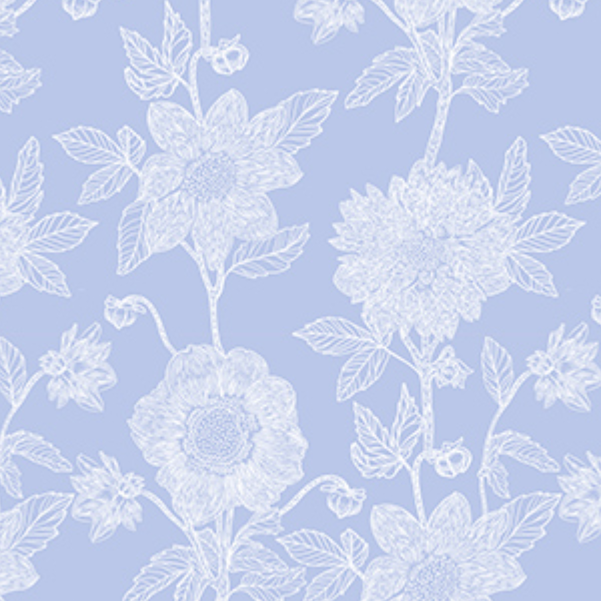 Northcott Silhouette Stitched Dahlia Cornflower
