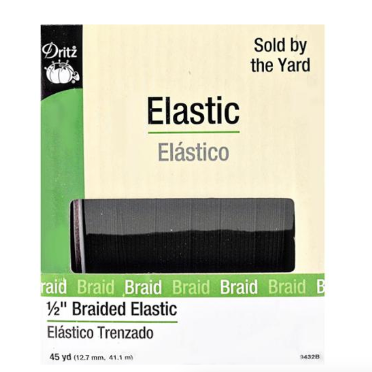 Dritz Black Braided Knit Elastic 1/2"