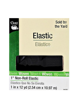 Dritz Black Flat Non-Roll Elastic 1"