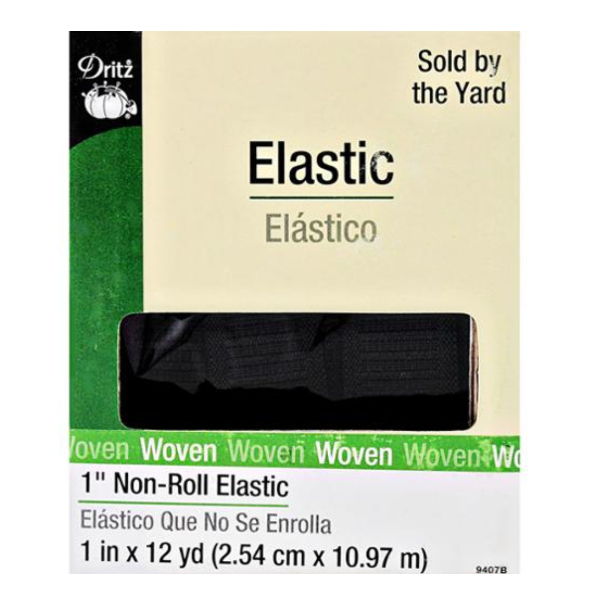 Dritz Black Flat Non-Roll Elastic 1"