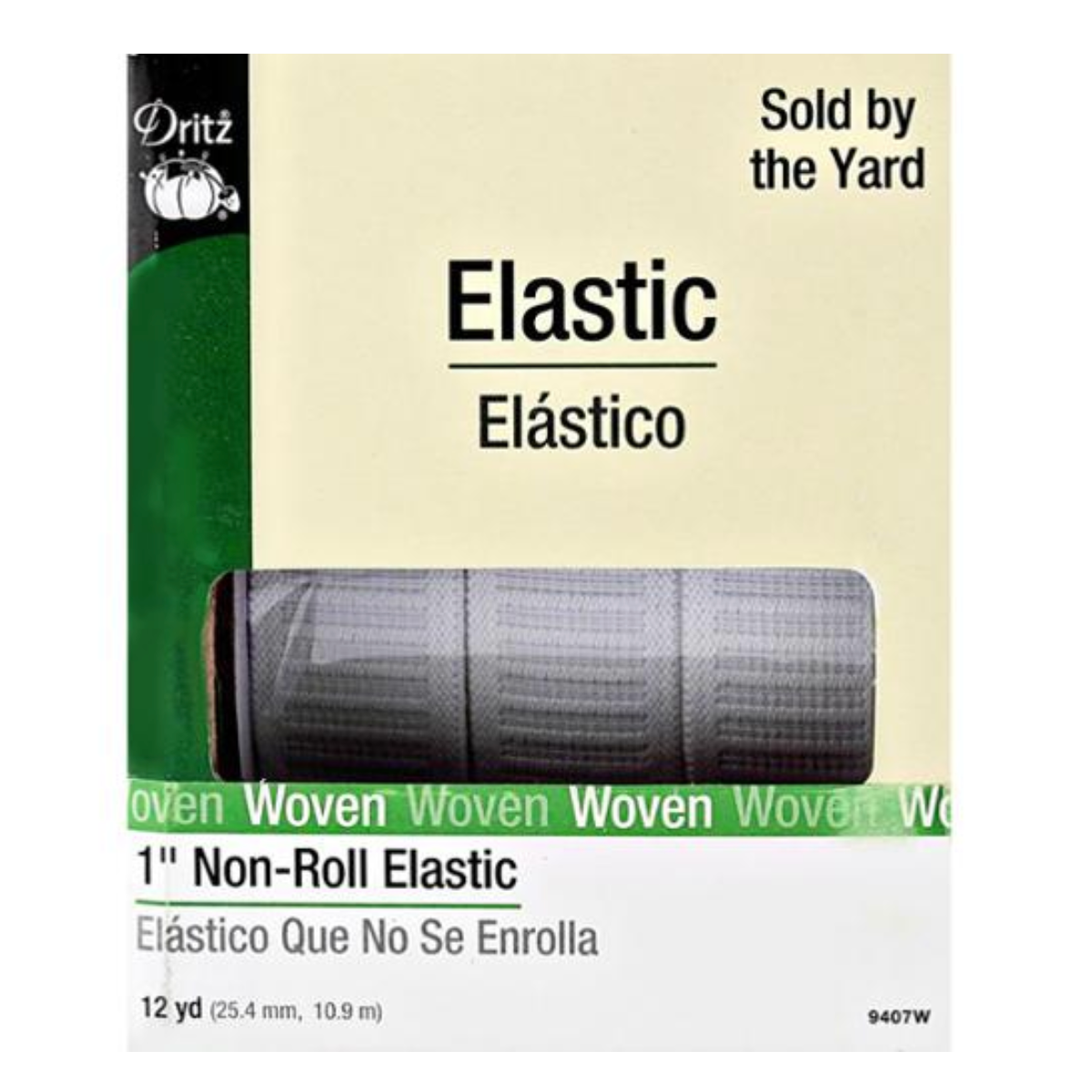 Dritz White Flat Non-Roll Elastic 1"