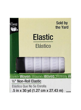 Dritz White Flat Non-Roll Elastic 1/2"