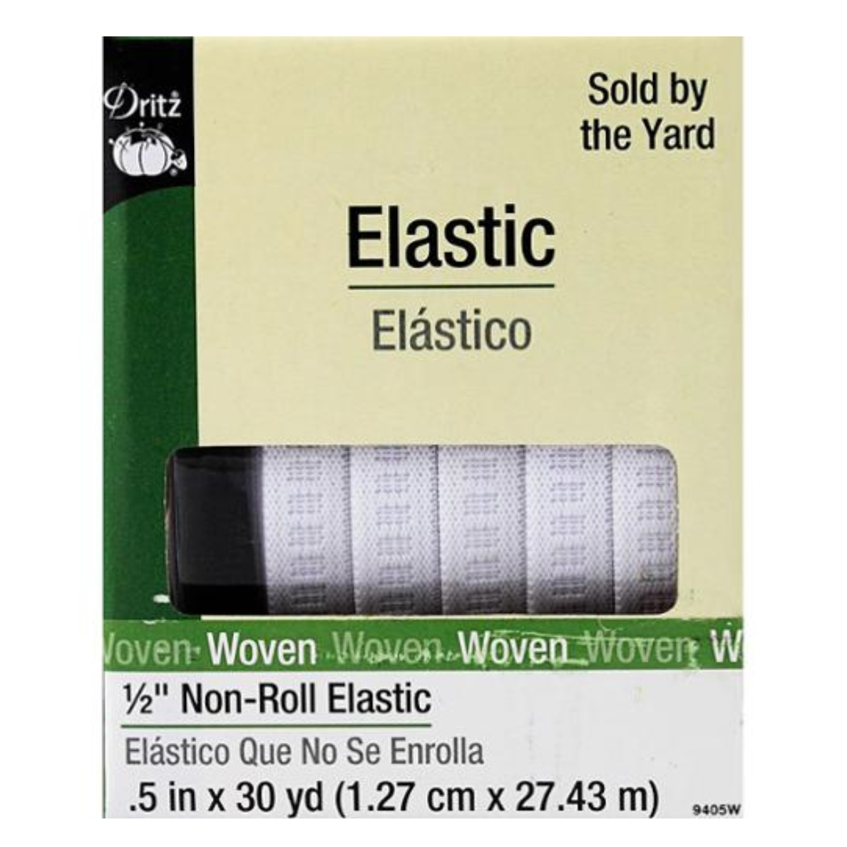 Dritz White Flat Non-Roll Elastic 1/2"