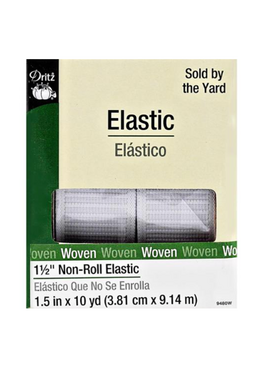 Dritz White Flat Non-Roll Elastic 1 1/2"