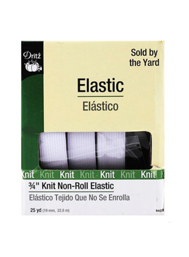 Dritz White Non-Roll Knit Elastic 3/4”