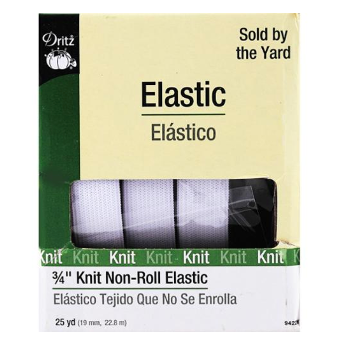Dritz White Non-Roll Knit Elastic 3/4”