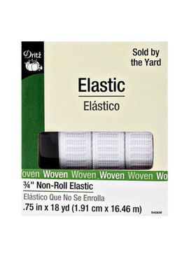 Dritz White Flat Non-Roll Elastic 3/4”