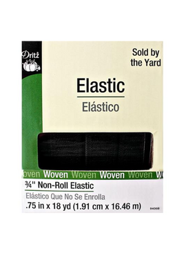 Dritz Black Flat Non-Roll Elastic 3/4"
