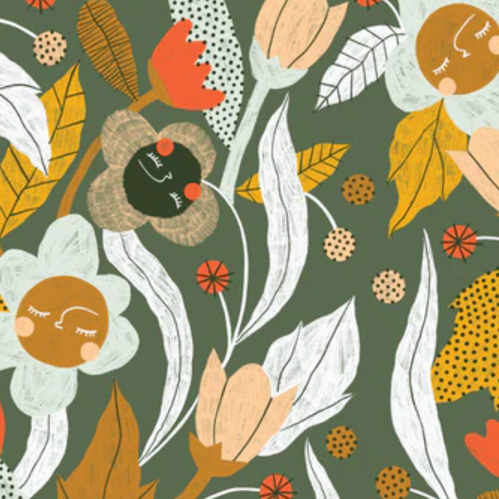 Cloud 9 Fabrics Snail Mail Slow Growing Night Green