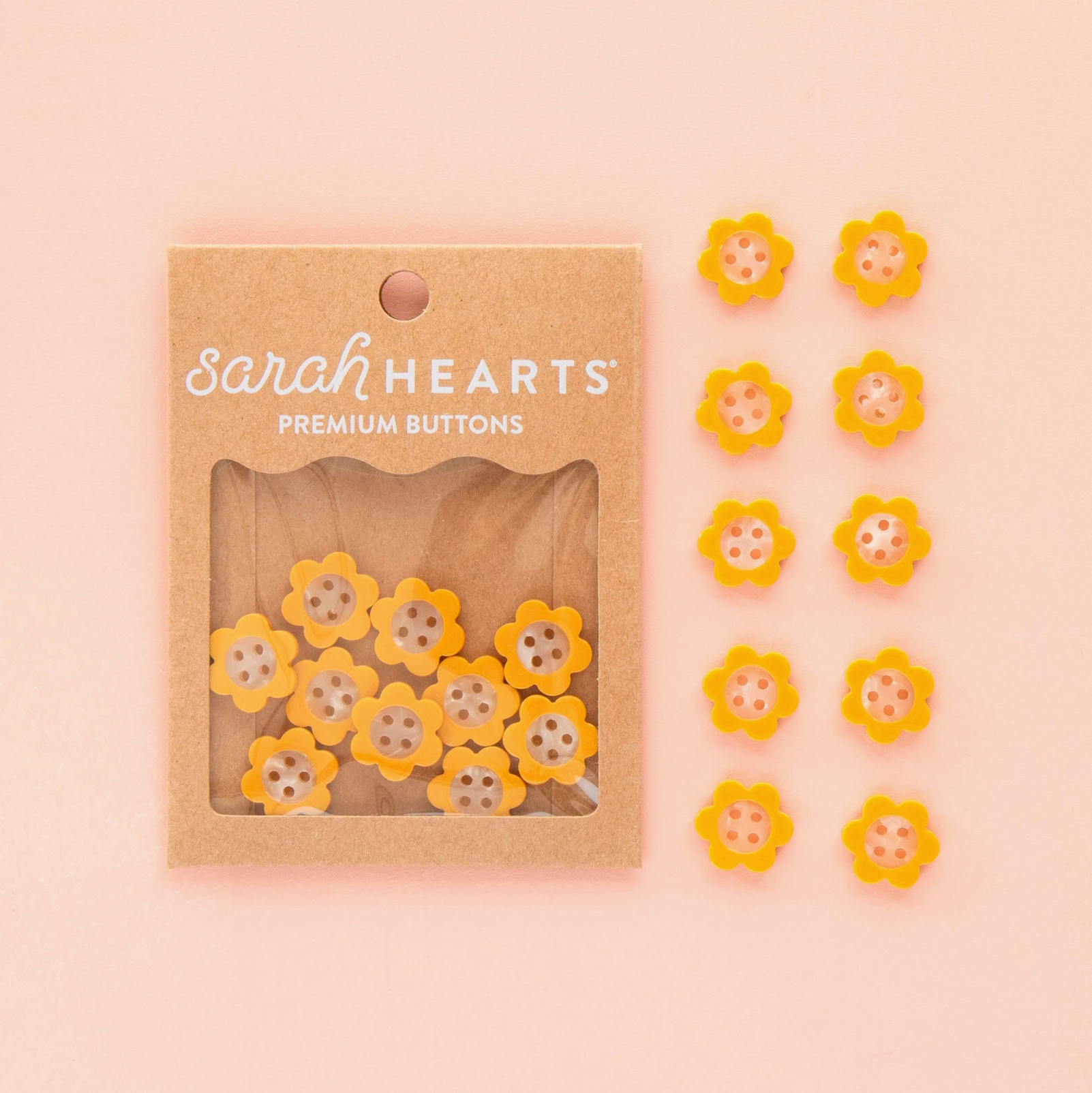 Sarah Hearts Sarah Hearts Yellow Daisy Small 5/8" Buttons